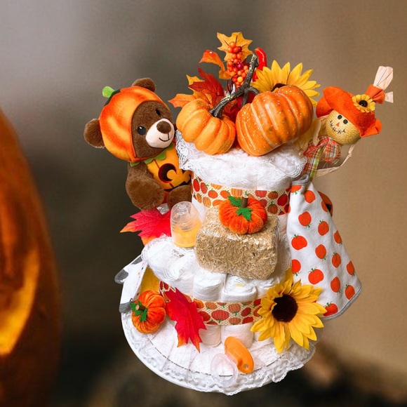 pumpkin diaper cake